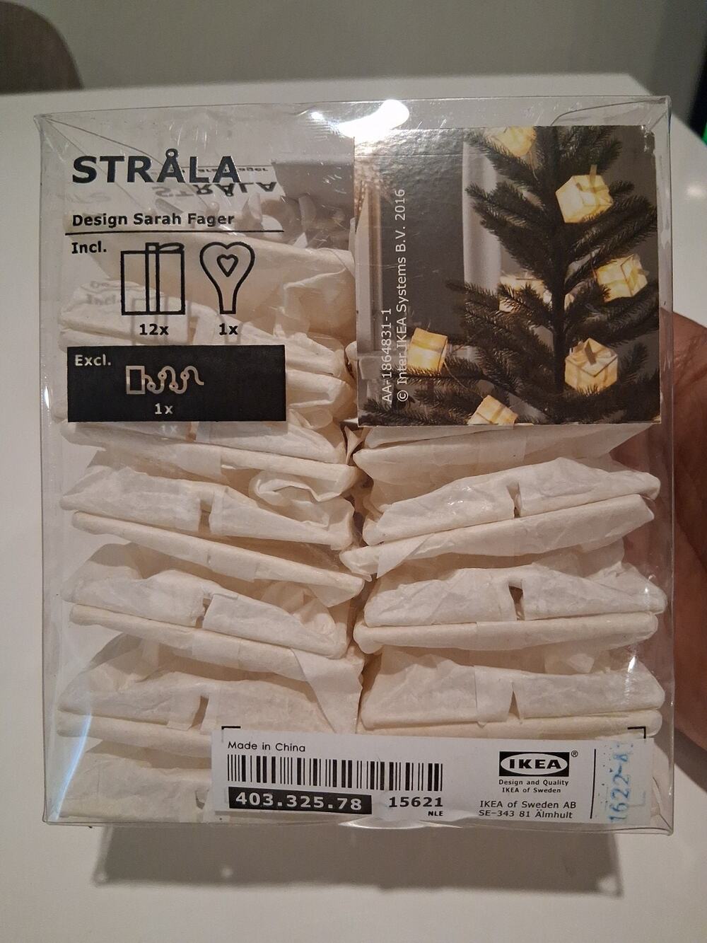 NEW IKEA STRALA Gift Box String Light Shades Sarah Fager White Holiday Decor 12x